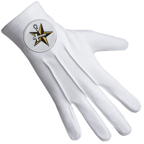 The Order Of The White Shrine Of Jerusalem Glove - Pure Cotton With White Patch - Bricks Masons