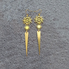 Eye Of Providence Earring - Geometric Spikes Drop Style - Bricks Masons