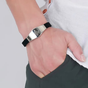Master Mason Blue Lodge Bracelet - Stainless Steel Black Silicone Bracelet - Bricks Masons