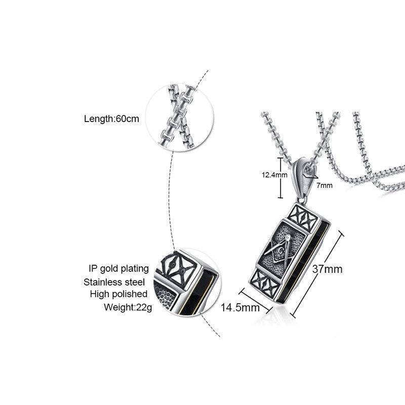 Master Mason Blue Lodge Necklace - Square and Compass G Functional Harmonica