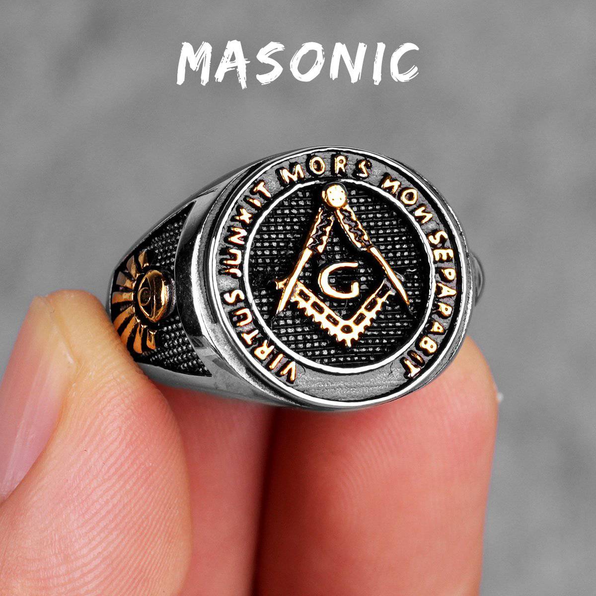 Master Mason Blue Lodge Ring - Compass and Square G Vintage