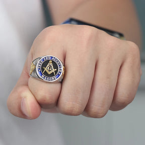 Master Mason Blue Lodge Ring - Free and Accepted Masons with S&C G Eye of Providence