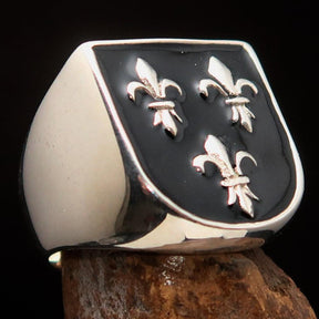 Knights Templar Commandery Ring - Black Fleur De Lis Sterling Silver