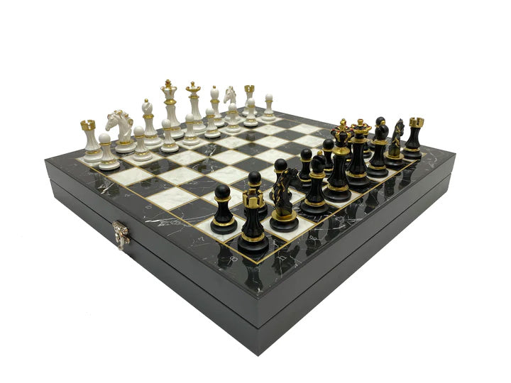 Council Chess Set - Black Marble Pattern - Bricks Masons