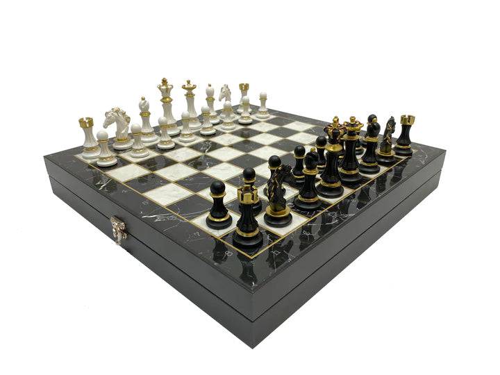 Master Mason Blue Lodge Chess Set - Black Marble Pattern