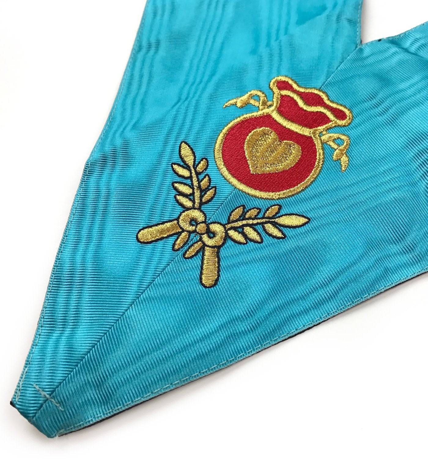 Officers Scottish Rite Officer Collar Set - Sky-Blue Moire Machine Embroidery