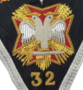 32nd Degree Scottish Rite Collar - Black Moire Silver Braid