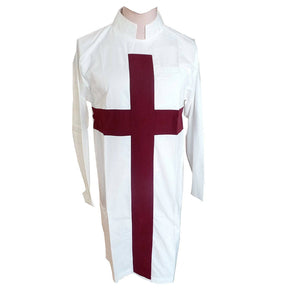 Knight Templar Priests Tunic - Maroon Cross & White