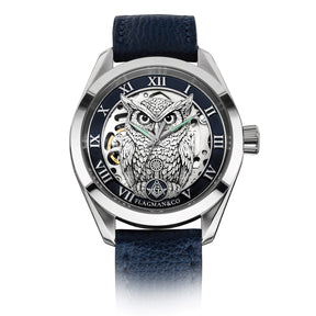 Master Mason Blue Lodge Wristwatch - Blue Bezel Owl with Square & Compasses G - Bricks Masons