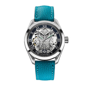 Master Mason Blue Lodge Wristwatch - Blue Bezel Owl with Square & Compasses G - Bricks Masons