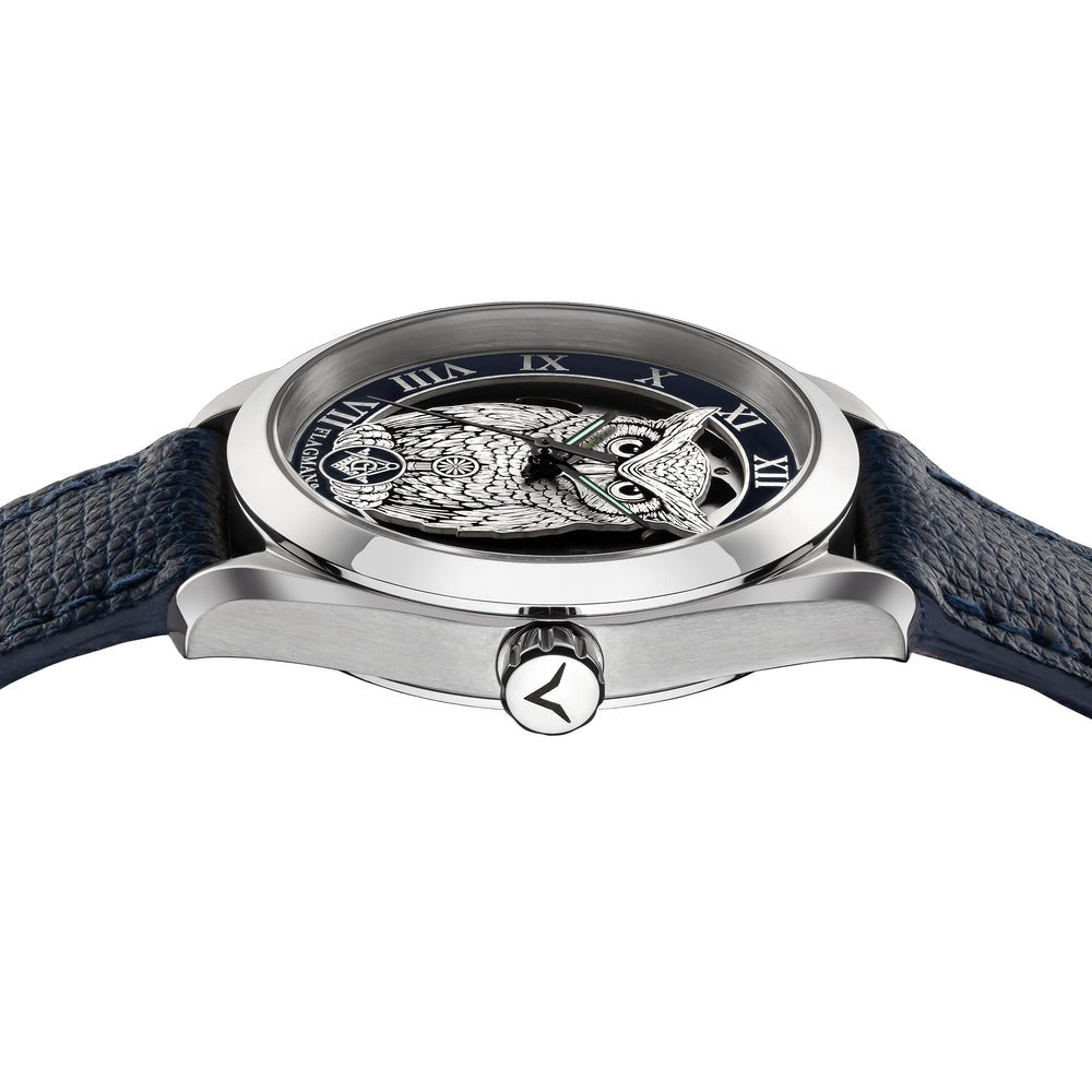 Master Mason Blue Lodge Wristwatch - Blue Bezel Owl with Square & Compasses G - Bricks Masons