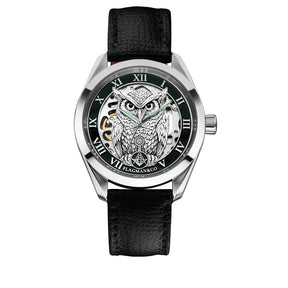 Master Mason Blue Lodge Wristwatch - Green Bezel Square & Compass G with Owl - Bricks Masons
