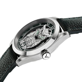 Master Mason Blue Lodge Wristwatch - Green Bezel Square & Compass G with Owl - Bricks Masons