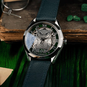 Master Mason Blue Lodge Wristwatch - Green Bezel Square & Compass G with Owl - Bricks Masons