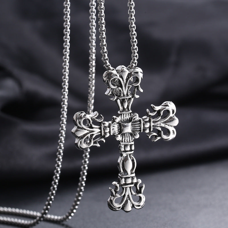 Knights Templar Commandery Necklace - Titanium Steel Lotus Cross - Bricks Masons