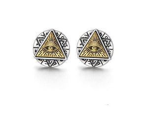 Eye Of Providence Earring - Gold & Silver All Seeing Eye - Bricks Masons