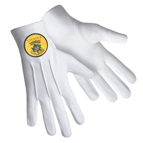 Rose of Seven Seals Glove - White Pure Cotton Yellow Round Patch - Bricks Masons