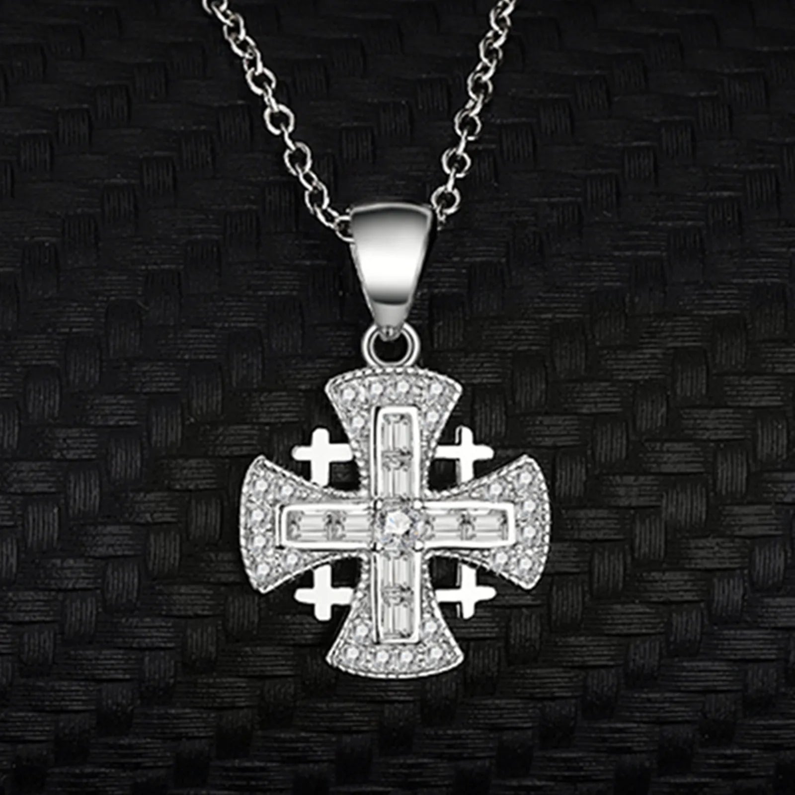 Knights Templar Commandery Necklace - Jerusalem Cross Silver 925 Sterling - Bricks Masons