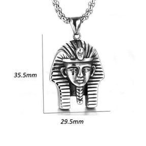 Ancient Egypt Necklace - Stainless Steel Pharaoh Pendant With Pearl Chain - Bricks Masons