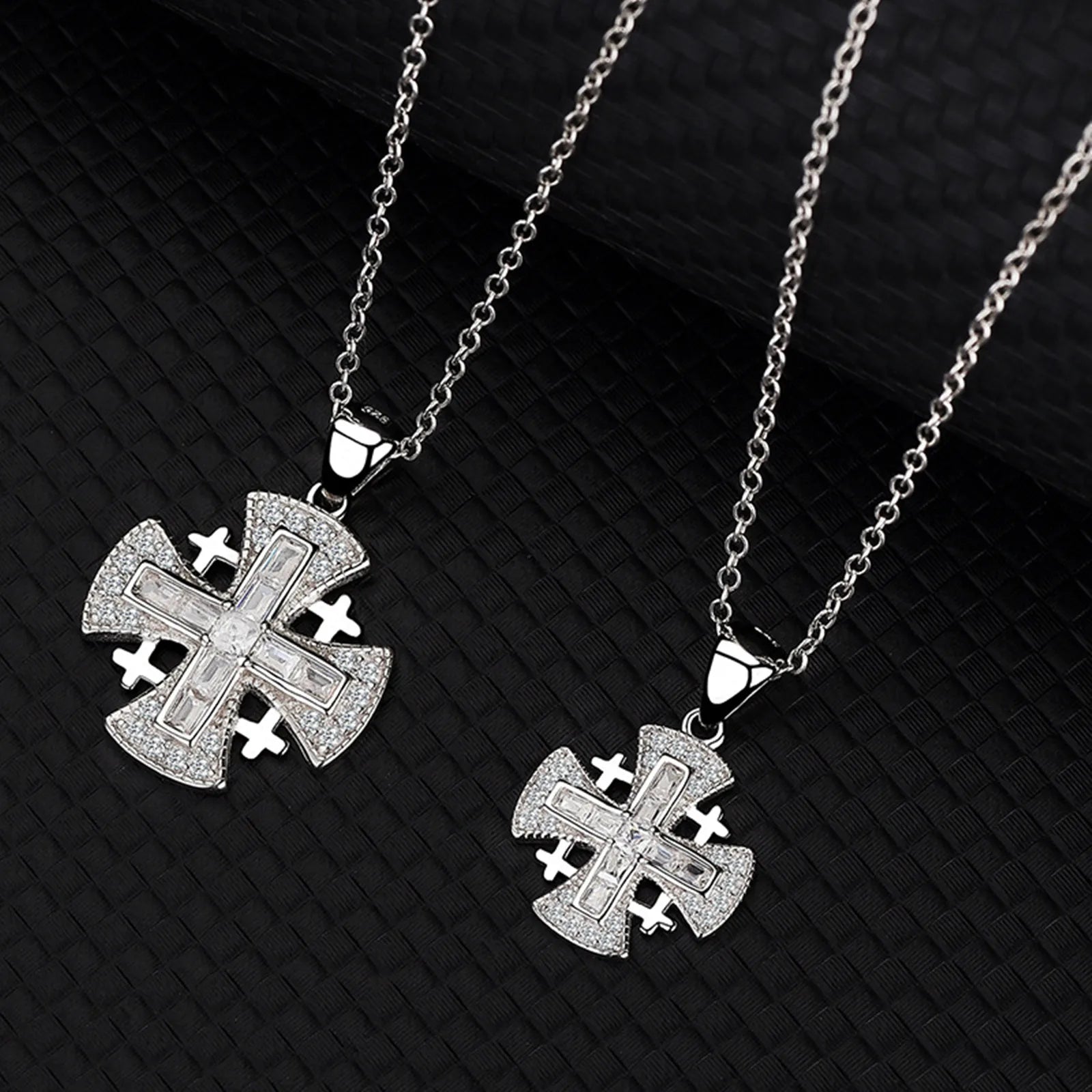 Knights Templar Commandery Necklace - Jerusalem Cross Silver 925 Sterling - Bricks Masons