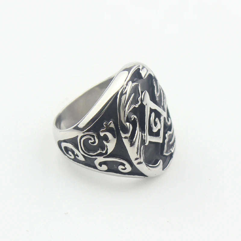 Master Mason Blue Lodge Ring - 316L Stainless Steel Embossed - Bricks Masons