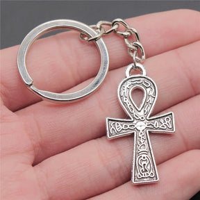 Ancient Egypt Keychain - Zinc Alloy Ankh Cross Shape - Bricks Masons