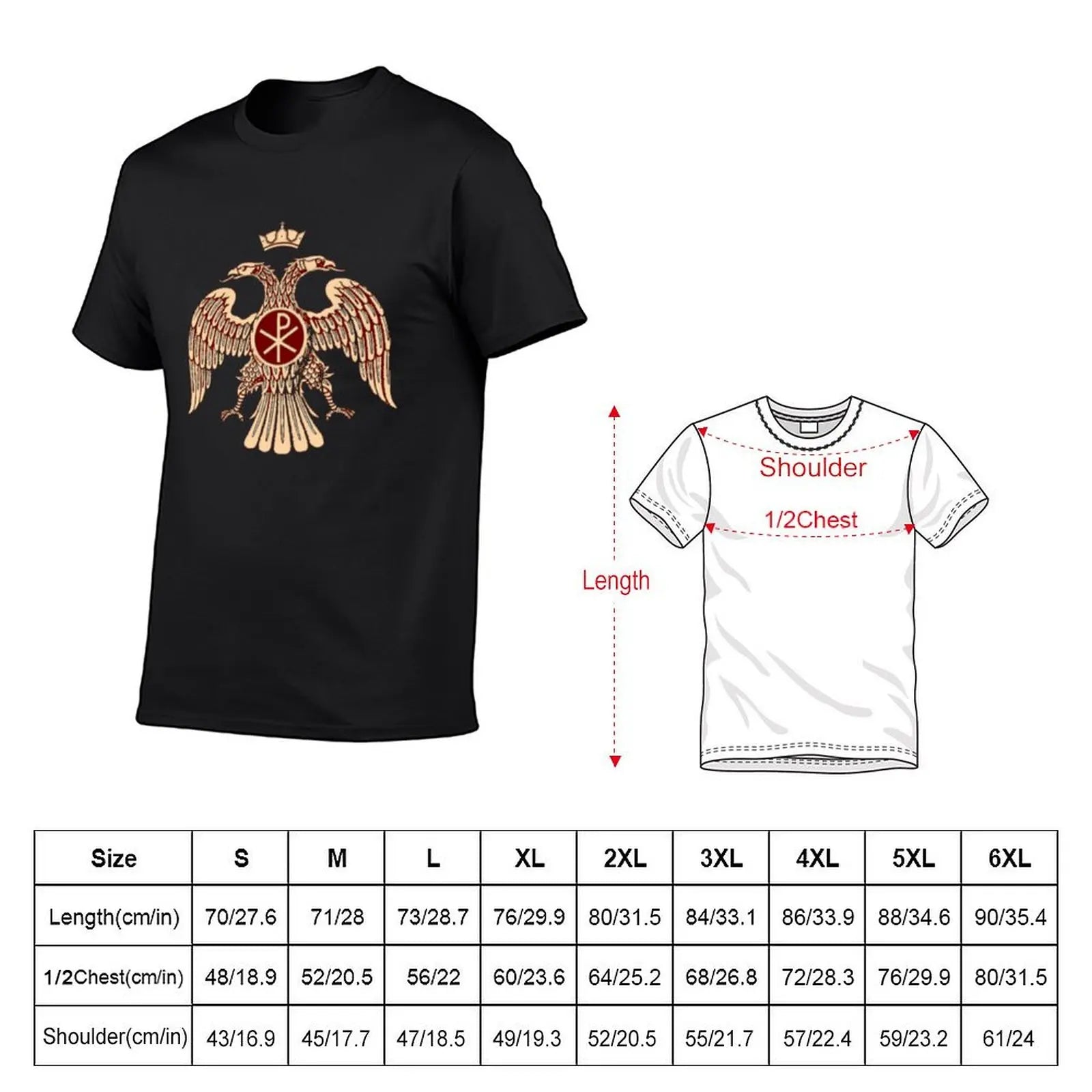 Red Cross Of Constantine T-Shirt - Byzantine Eagle Design