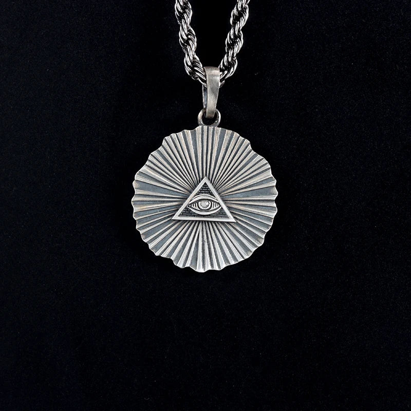 Eye Of Providence Necklace - 925 Sterling Silver 6g - Bricks Masons