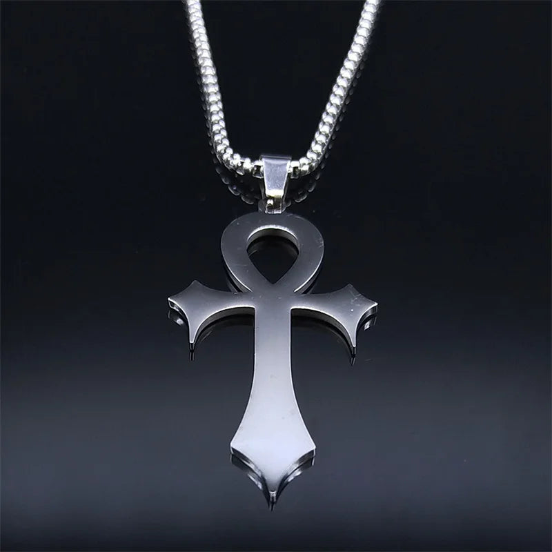 Ankh Cross Amulet Pendant Egyptian Necklace Women Stainless Steel Symbol of Life - Bricks Masons