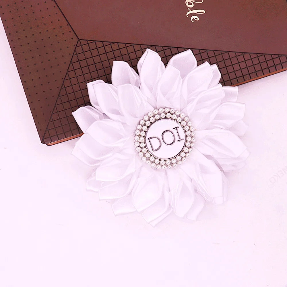 PHA DOI Brooch - Solid White Ribbon Layers - Bricks Masons