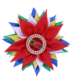 OES Brooch - Colorful Ribbon Flower Corsage Pearl - Bricks Masons