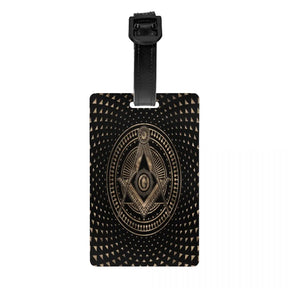 Master Mason Blue Lodge Luggage Tag -  Privacy Strap for Travel Bags - Bricks Masons