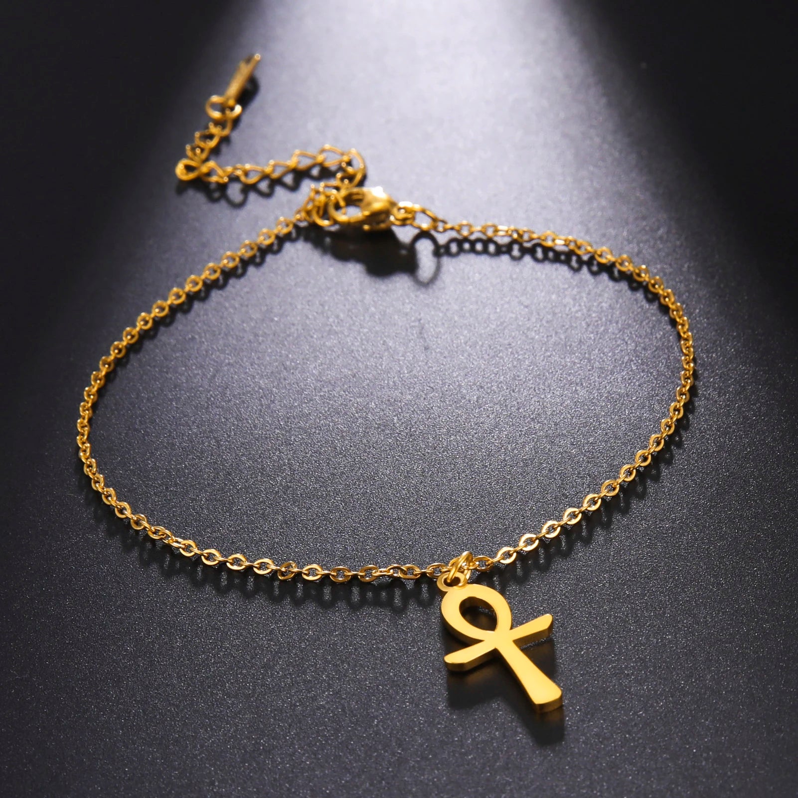 Ancient Egypt Bracelet Gold Silver Stainless Steel Ankh Cross