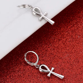 Ancient Egypt Earring - Silver Color Ankh Cross Shape - Bricks Masons