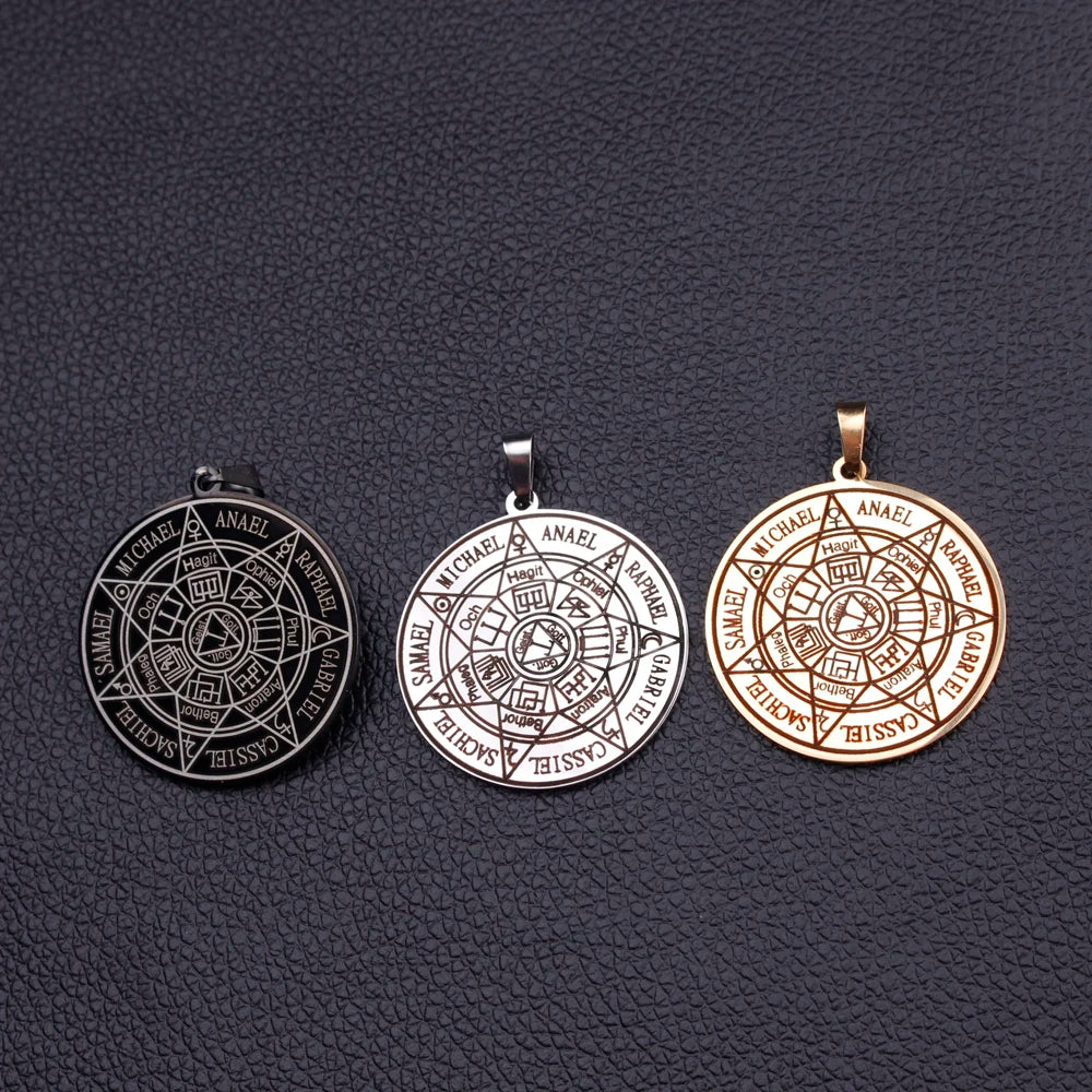 Ancient Israel Necklace - Stainless Steel Seven Archangels - Bricks Masons