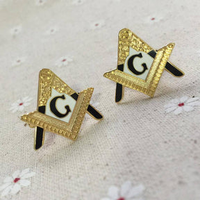 Apprentice Blue Lodge Cufflink - A Classic Gold Black - Bricks Masons