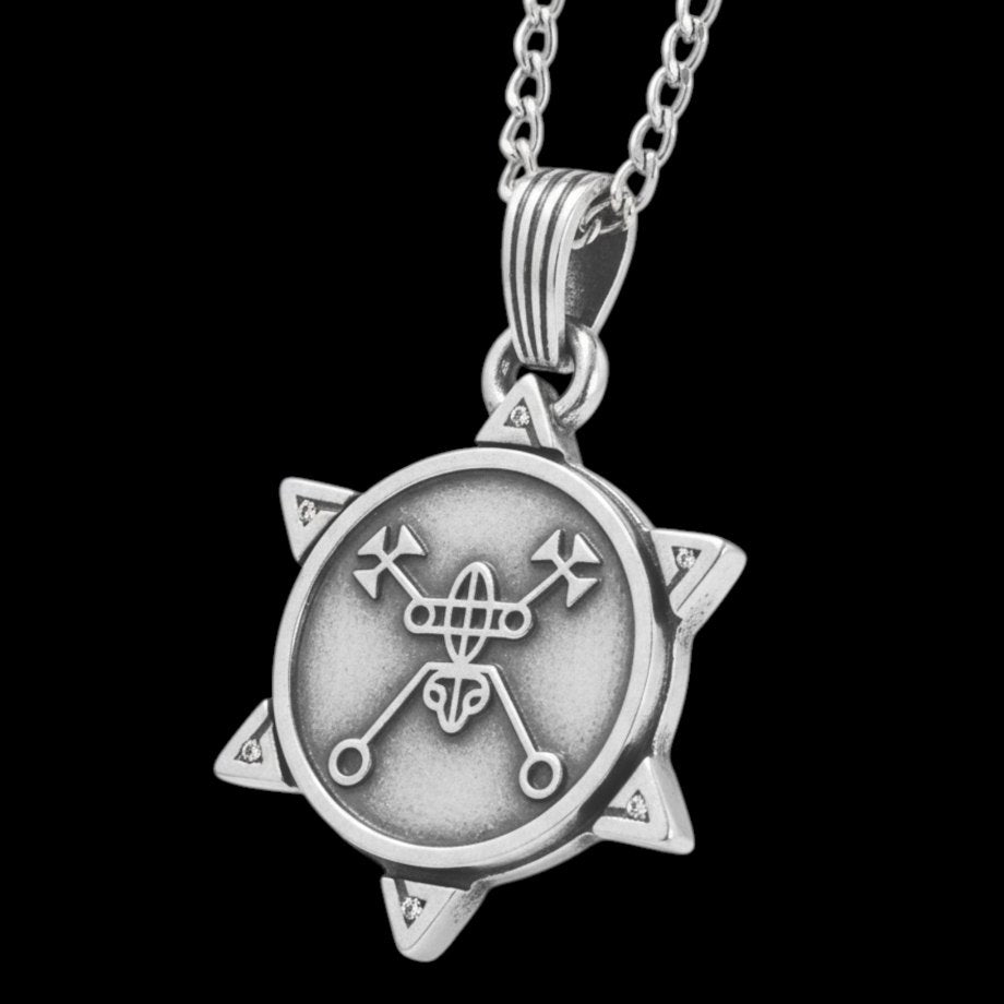 Demon Pendant 01 KING BAEL and Secret Seal of Solomon 72 Demons Lesser Key of Solomon Goetia In Silver 3 x 2.5 cm 12 Gr Art 1860 - Bricks Masons