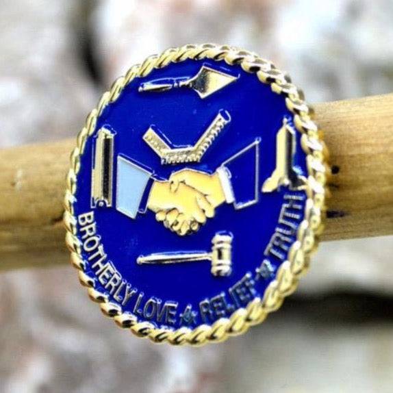 Blue Lodge Lapel Pin - Brotherly Love Relief Truth - Bricks Masons