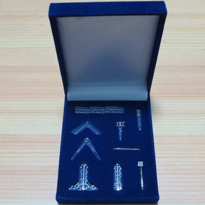 Blue Lodge Miniature Working Tools Set - Metal With A Velvet Box - Bricks Masons