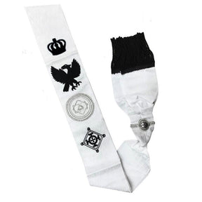 Commander Red Cross Of Constantine Sash - White Ribbon with Black Fringe - Bricks Masons