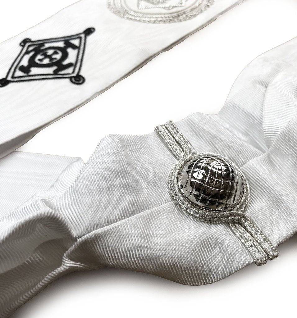 Commander Red Cross Of Constantine Sash - White Ribbon with Black Fringe - Bricks Masons
