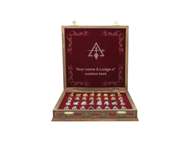 Council Chess Set - Wood Mosaic Pattern - Bricks Masons