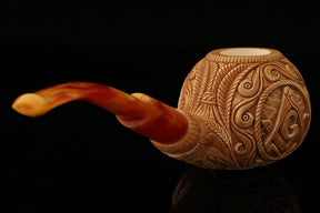 Master Mason Blue Lodge Meerschaum Pipe - Handcrafted With Square & Compass G - Bricks Masons