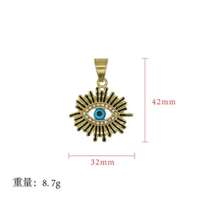 Eye Of Providence Necklace - Plated Stainless Steel With Blue Eye - Bricks Masons