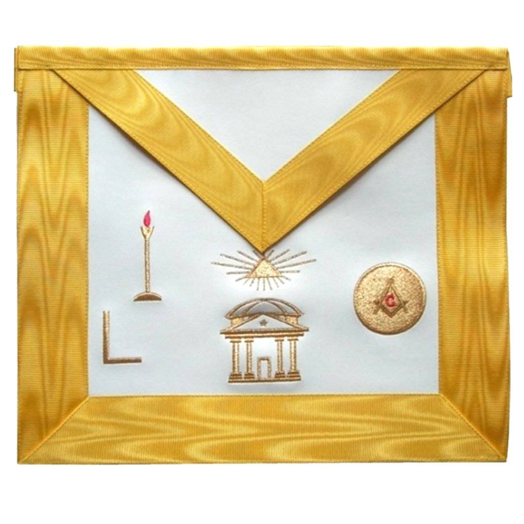 16th Degree Scottish Rite Apron - White & Gold Moire