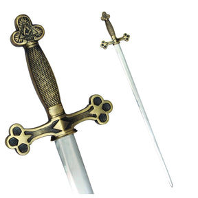 Fellowcraft Blue Lodge Sword - Square and Compass with Gold and Black Hilt - Bricks Masons