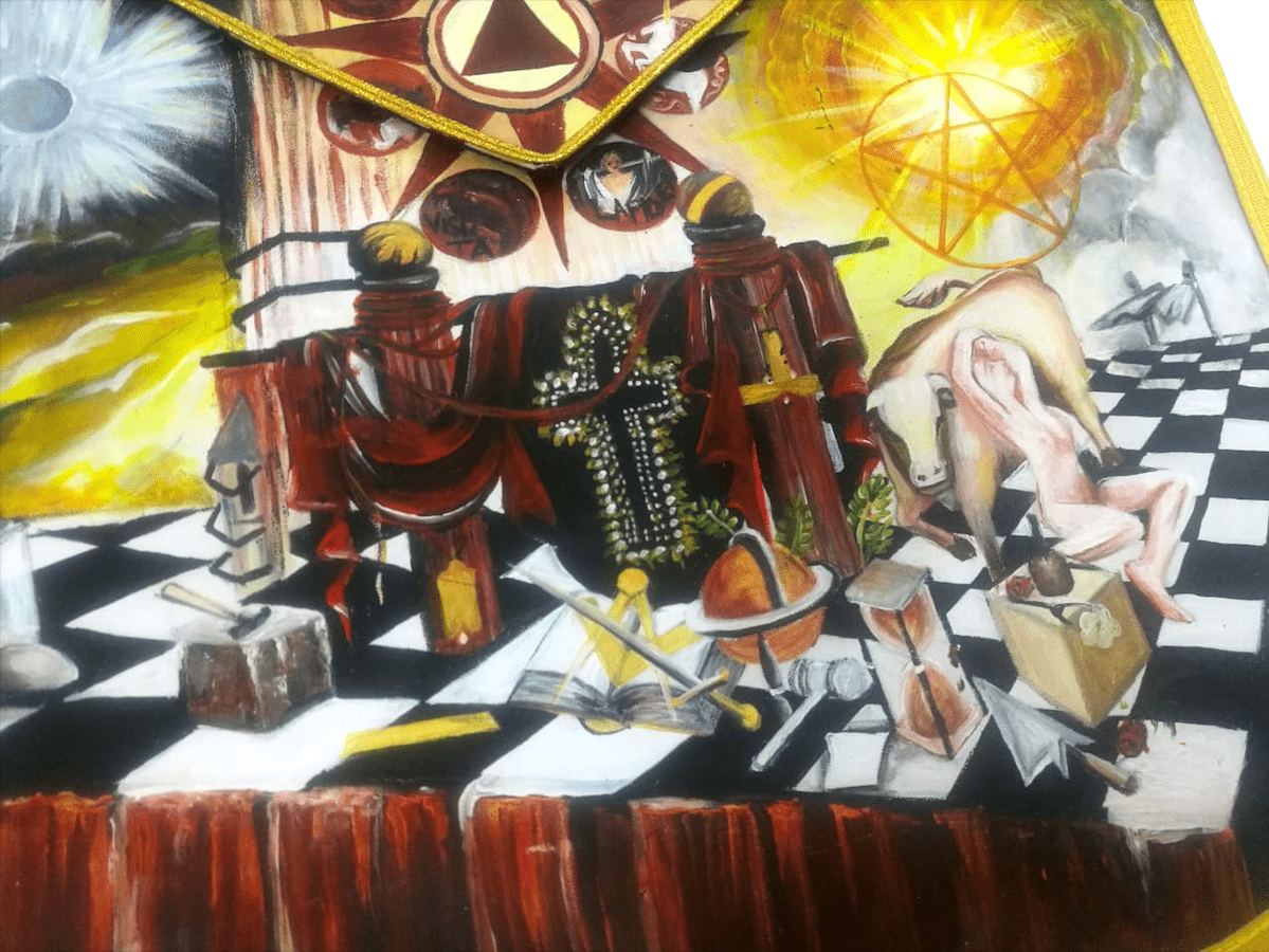 Hand-Painted Apron - Lambskin Customized - Bricks Masons