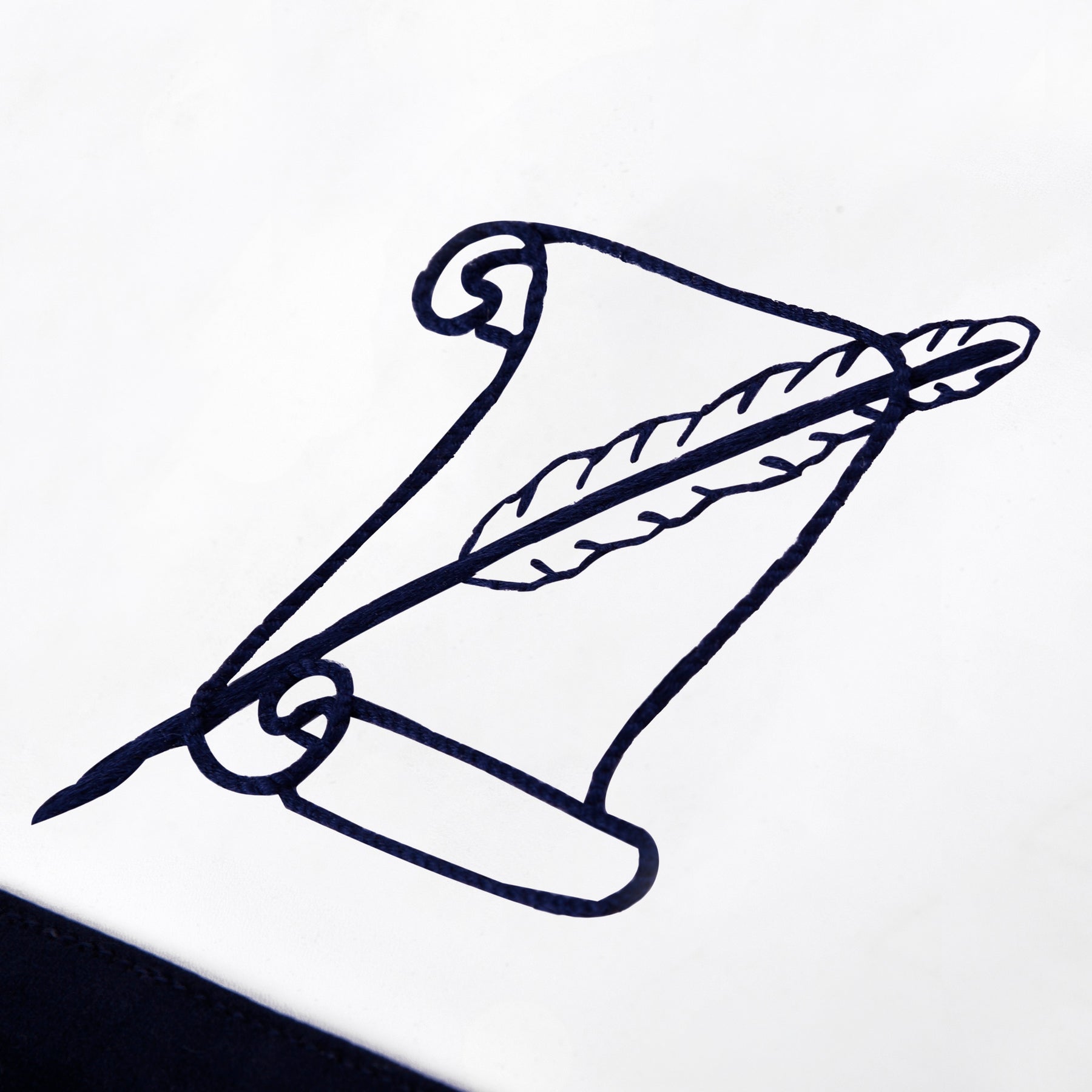 Historian Blue Lodge Officer Apron - Navy Velvet With Silver Embroidery Thread - Bricks Masons