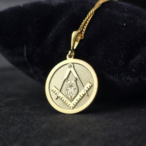 Master Mason Blue Lodge Necklace - Gold Owl With Square & Compass - Bricks Masons