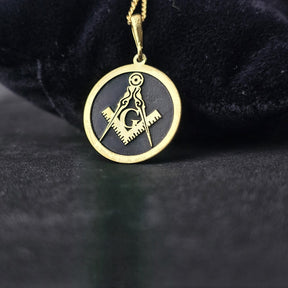 Master Mason Blue Lodge Necklace - Gold & Black Square & Compass G - Bricks Masons